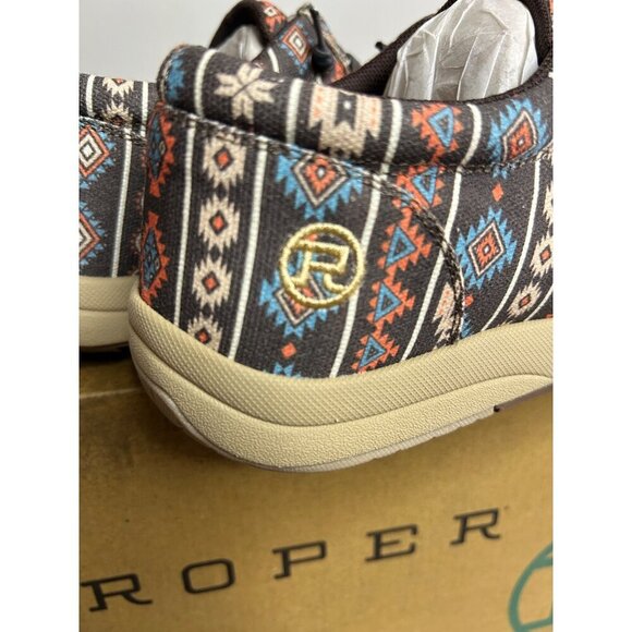 Roper Womens Clearcut Southwest Slip On Casual Flats Casual Shoes elastic laces - Picture 4 of 7